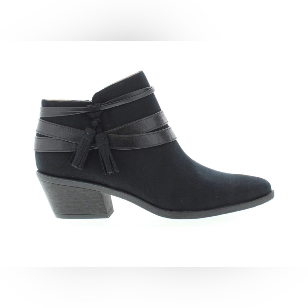 Life Stride Black Ankle Booties with Strap Accents